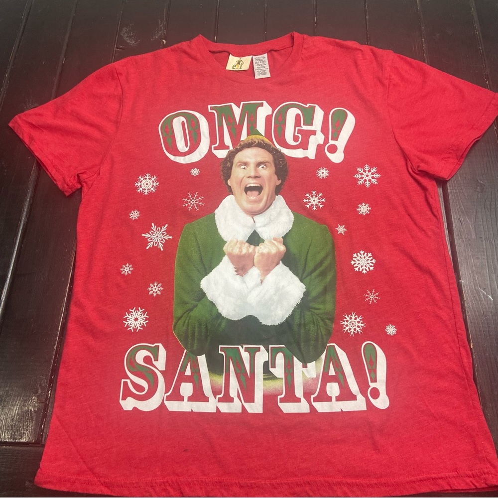 ELF WILL FARREL OMG SANTA CHRISTMAS Red Men's T-Shirt‎ Large